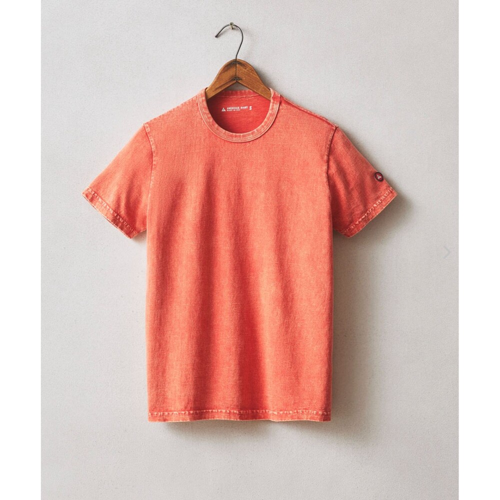 American Giant T-Shirt Womens XS Orange Vintage Washed Crew Tee Casual USA NEW